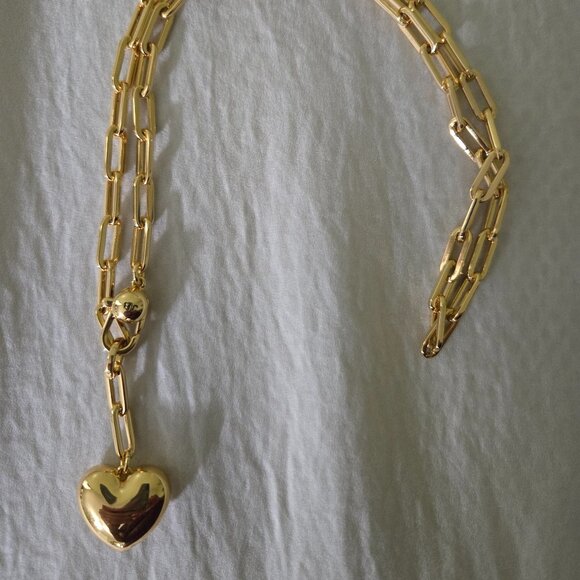 JENNY BIRD PUFFY HEART CHAIN GOLD NECKLACE - Picture 3 of 4